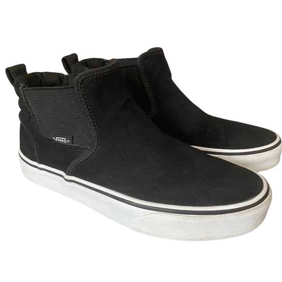 Black Vans Asher Mid High-Top Slip-On Shoes - Picture 1 of 8